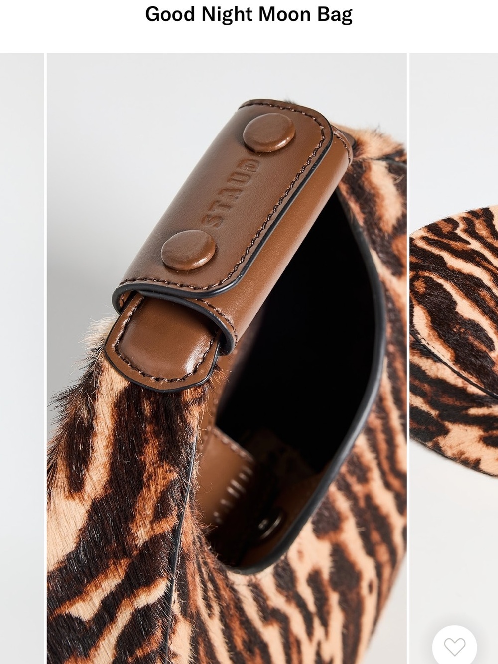 STAUD- Leopard Print Crescent Shoulder Bag in Brown - Picture 4 of 6